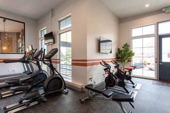 Peloton bike and training space